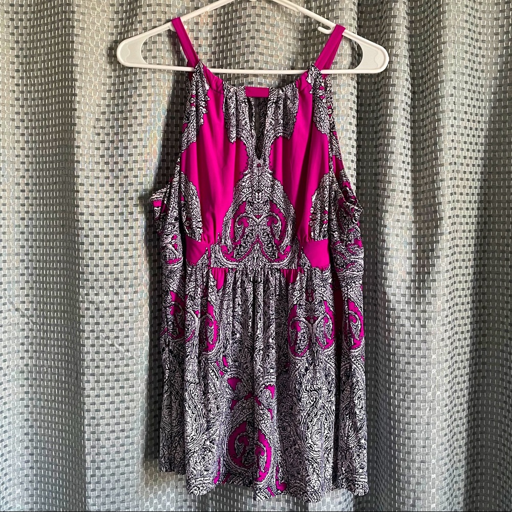 INC Hot Pink/Black Flowy Tank